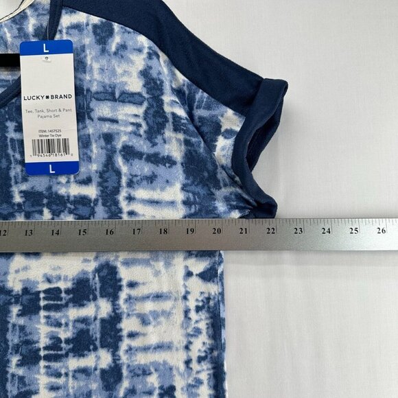 Lucky Brand Pajama Top Womens Sz L Tie Dye Round Neck Cuff Dolman Sleeve Blue - Picture 9 of 10
